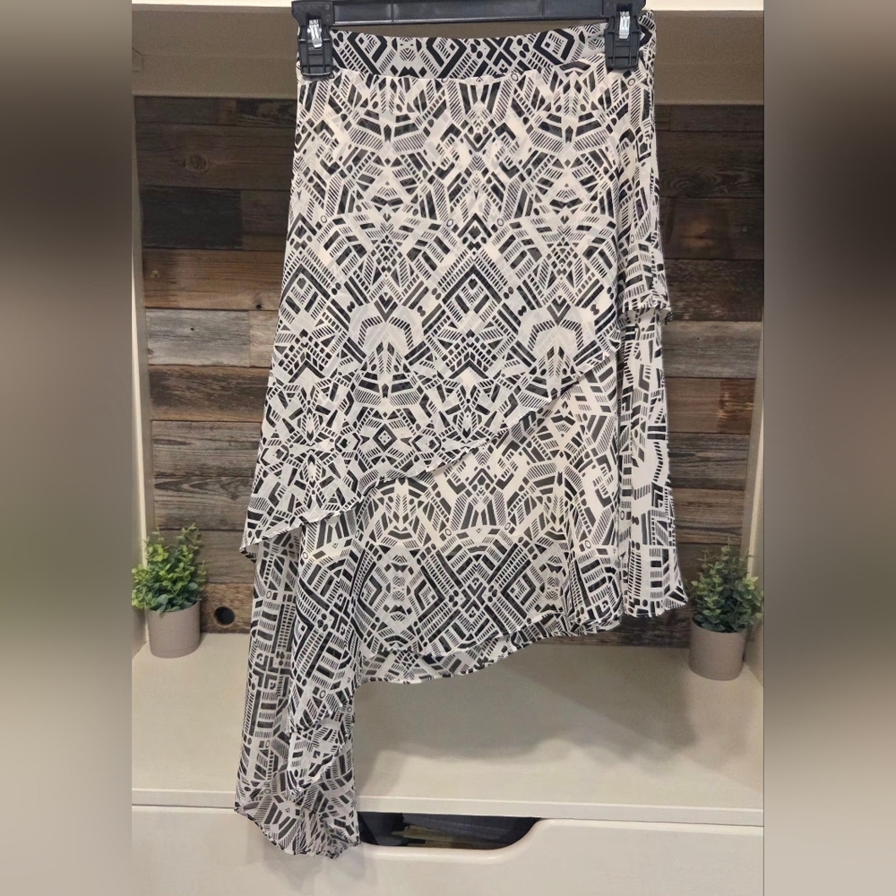 Misa Los Angeles Chiffon Asymmetrical Geometric Ruffle Skirt- Gorgeous!!